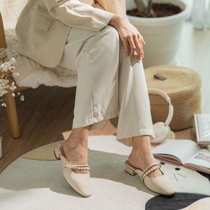 Pearl Details Muller Sandals 珍珠半拖款