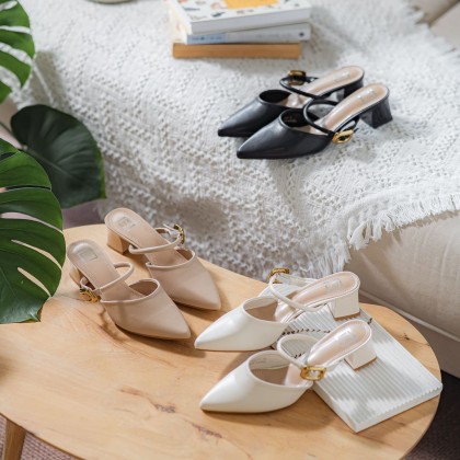 半拖扣子拖 Buckle Slip On Mules