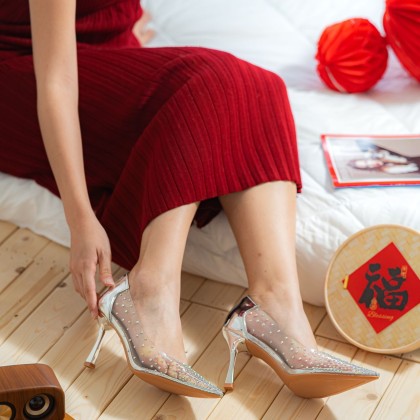 Crystal Bright Pointed High Heels 水晶玻璃细跟款