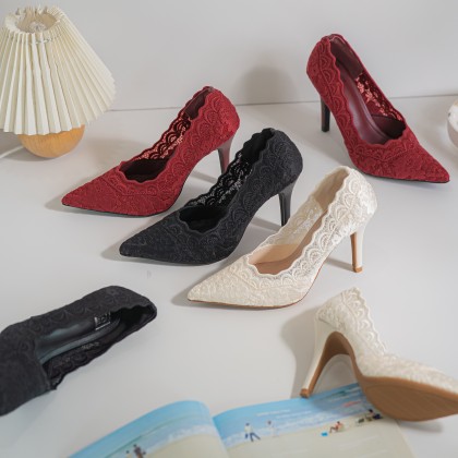 French Lace Stiletto Heels 法式蕾丝细跟款