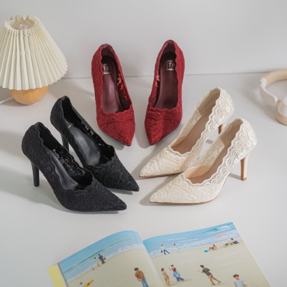 French Lace Stiletto Heels 法式蕾丝细跟款