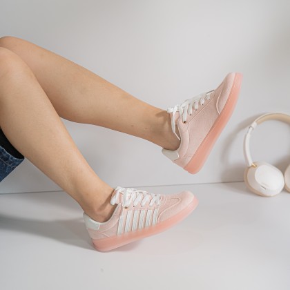 Striped Sneakers 卡其线条平底款