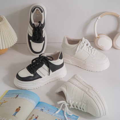 Leather Airy Enhancing Sneakers 皮质透气加高款 (Pre-order)