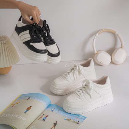 Leather Airy Enhancing Sneakers 皮质透气加高款 (Pre-order)