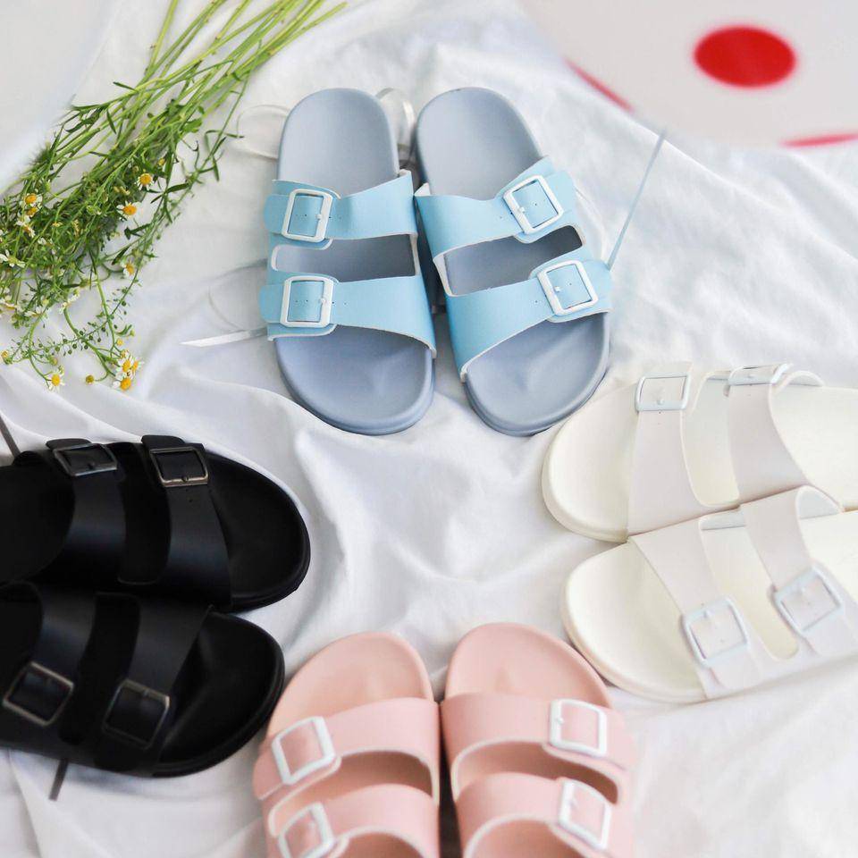 pastel colored sandals